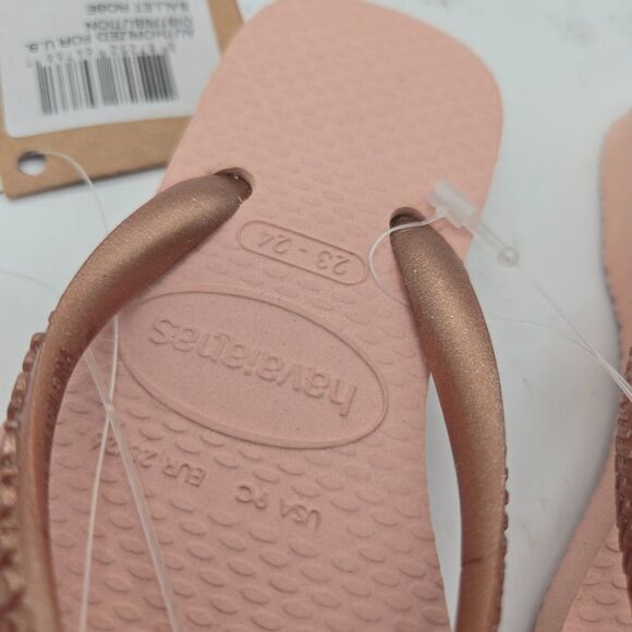 New Havaianas flip flops Sandals pink Baby Girl Toddlers sz 9 C rose gold child - Picture 3 of 6